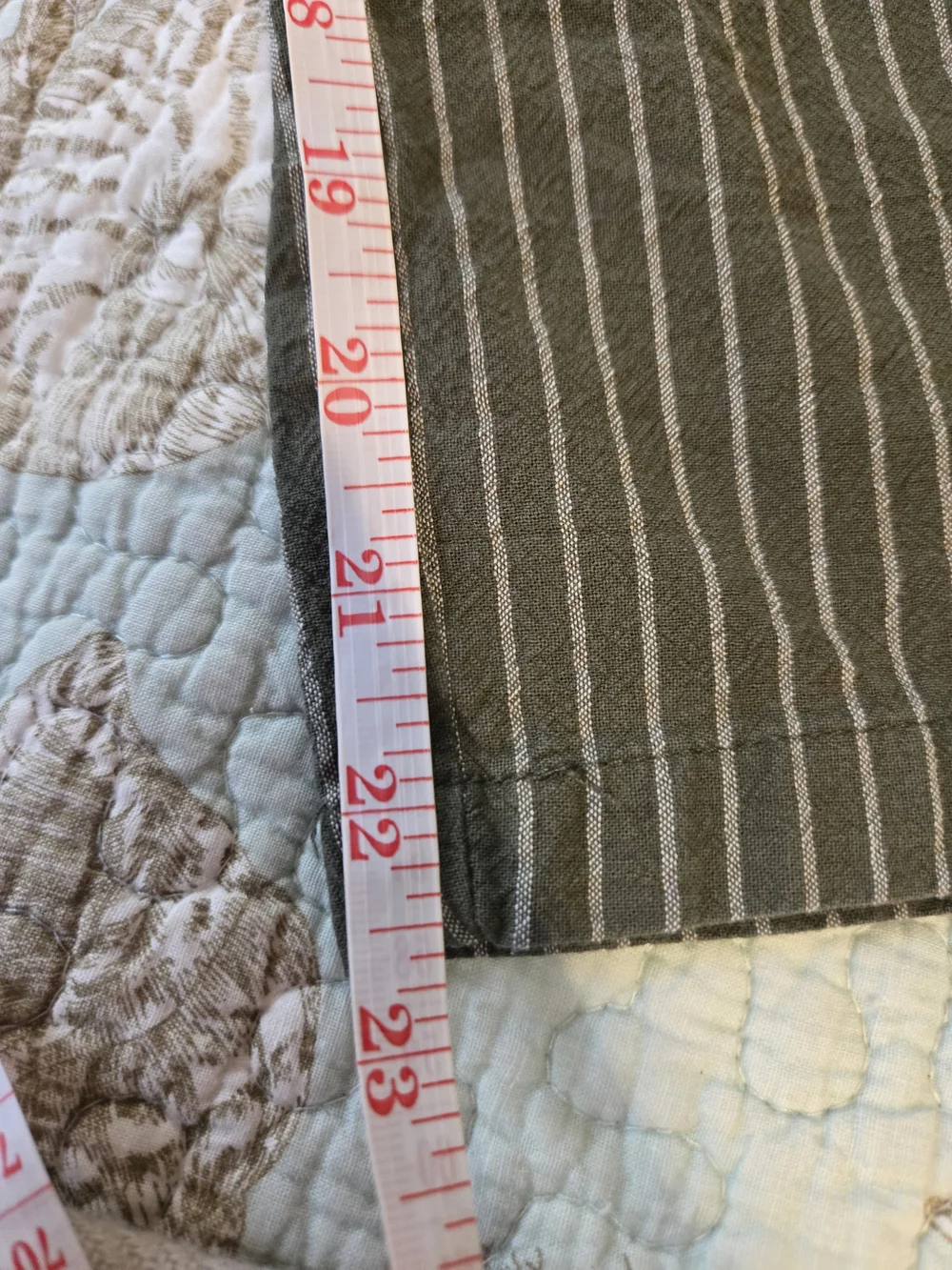 Olive Green Pinstripe Wide-Leg Loung Linen Blend Pants L - Picture 7 of 8